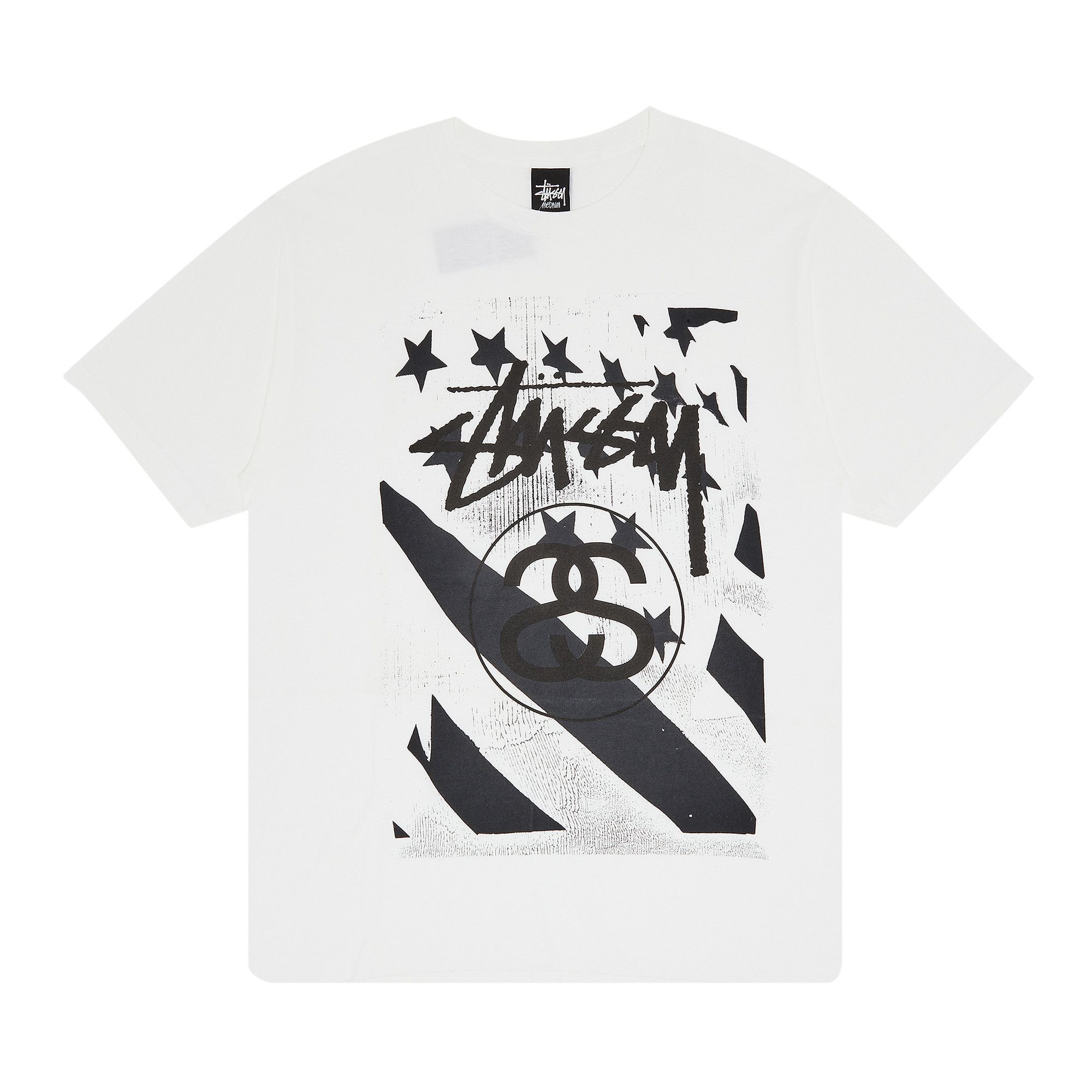 Buy Stussy Flag Tee White Black 1903179 WTBK GOAT UK