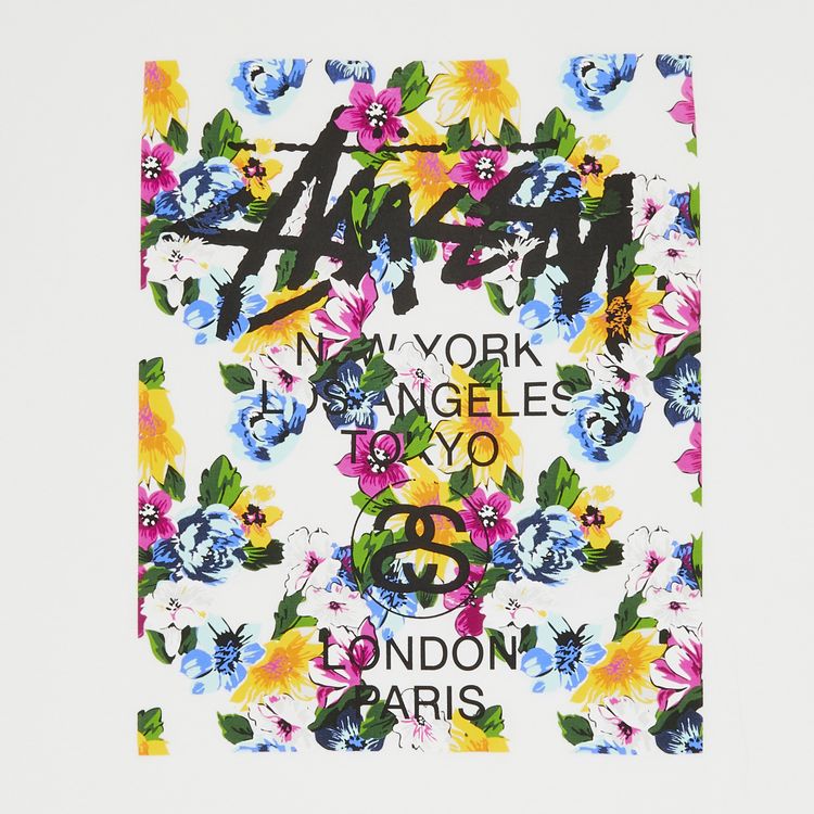 Stussy World Tour Flower Block Tee White