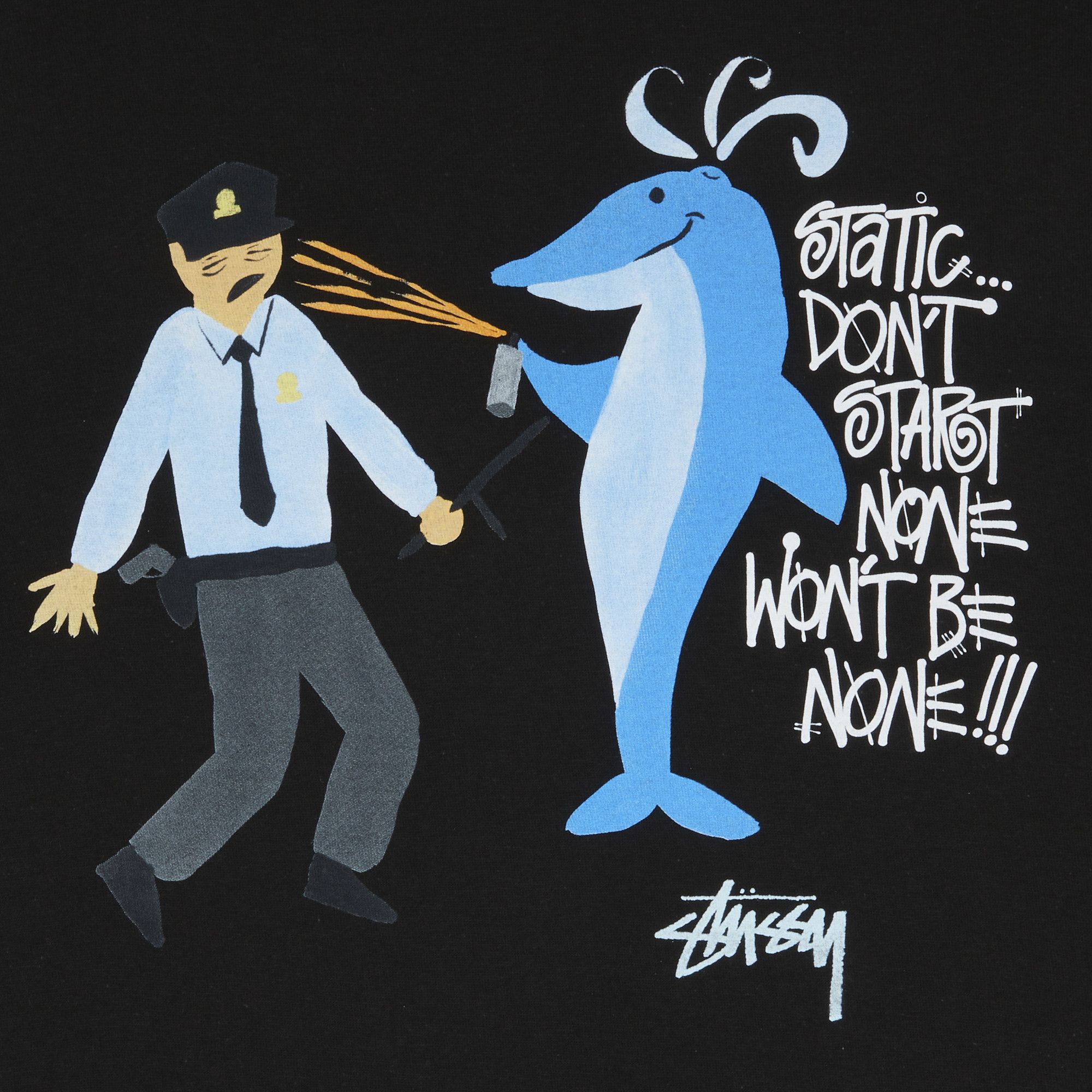 Buy Stussy Dolphin Static Tee 'Black' - 1902921 BLAC | GOAT