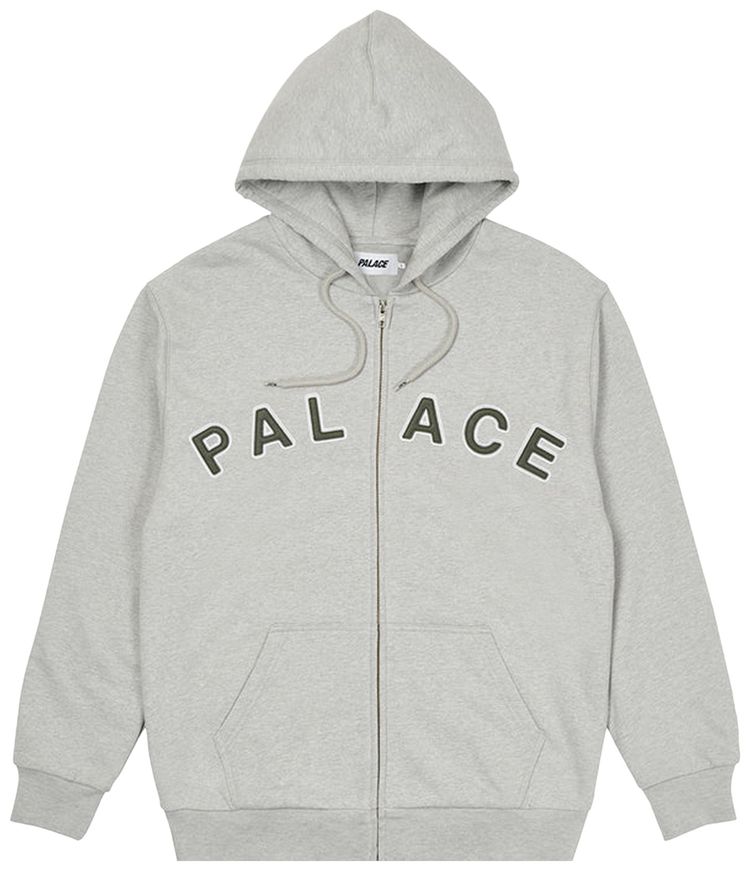 Palace Felt Letters Zip Hood Grey Marl