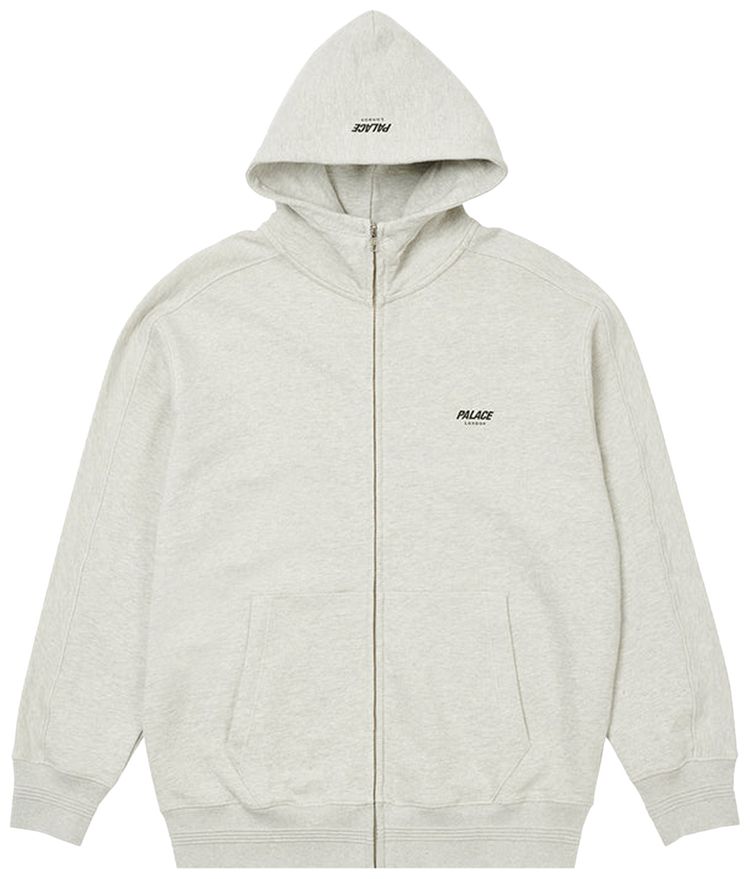 Palace Slub Zig Zag Zip Hood Grey Marl