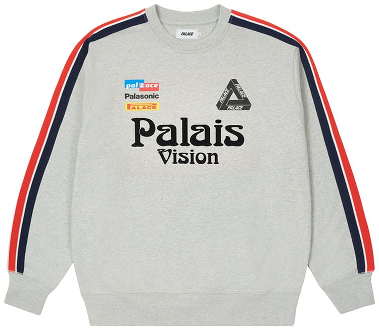 Palace Flag Stripe Crew Grey Marl