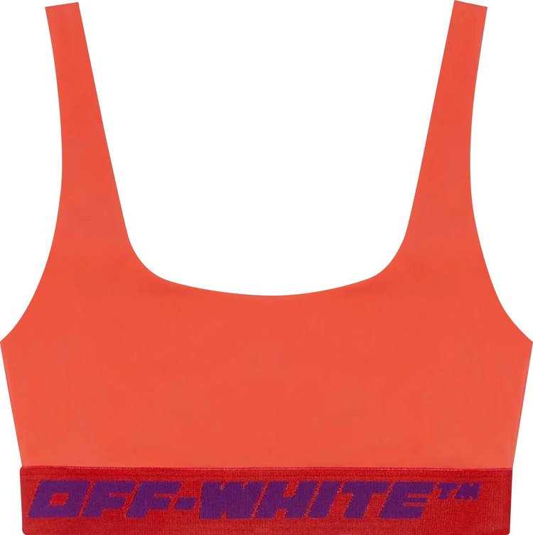 Off White Athl Logo Band Bra Coral Red