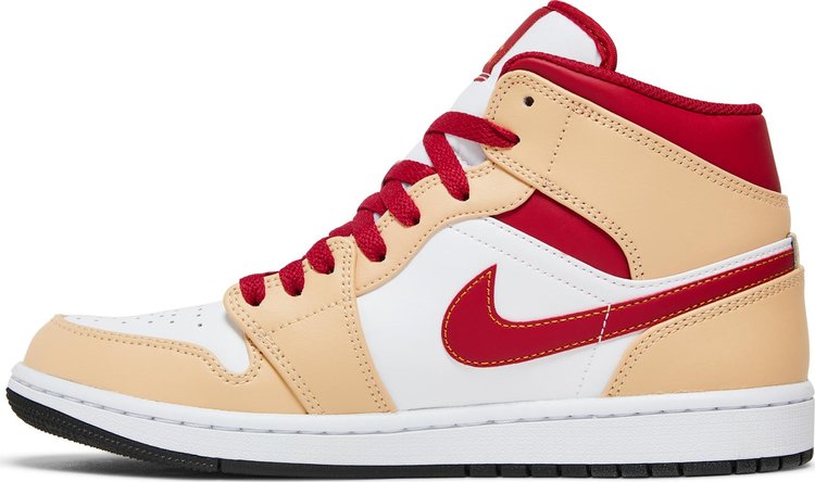 Air Jordan 1 Mid Light Curry Cardinal Red