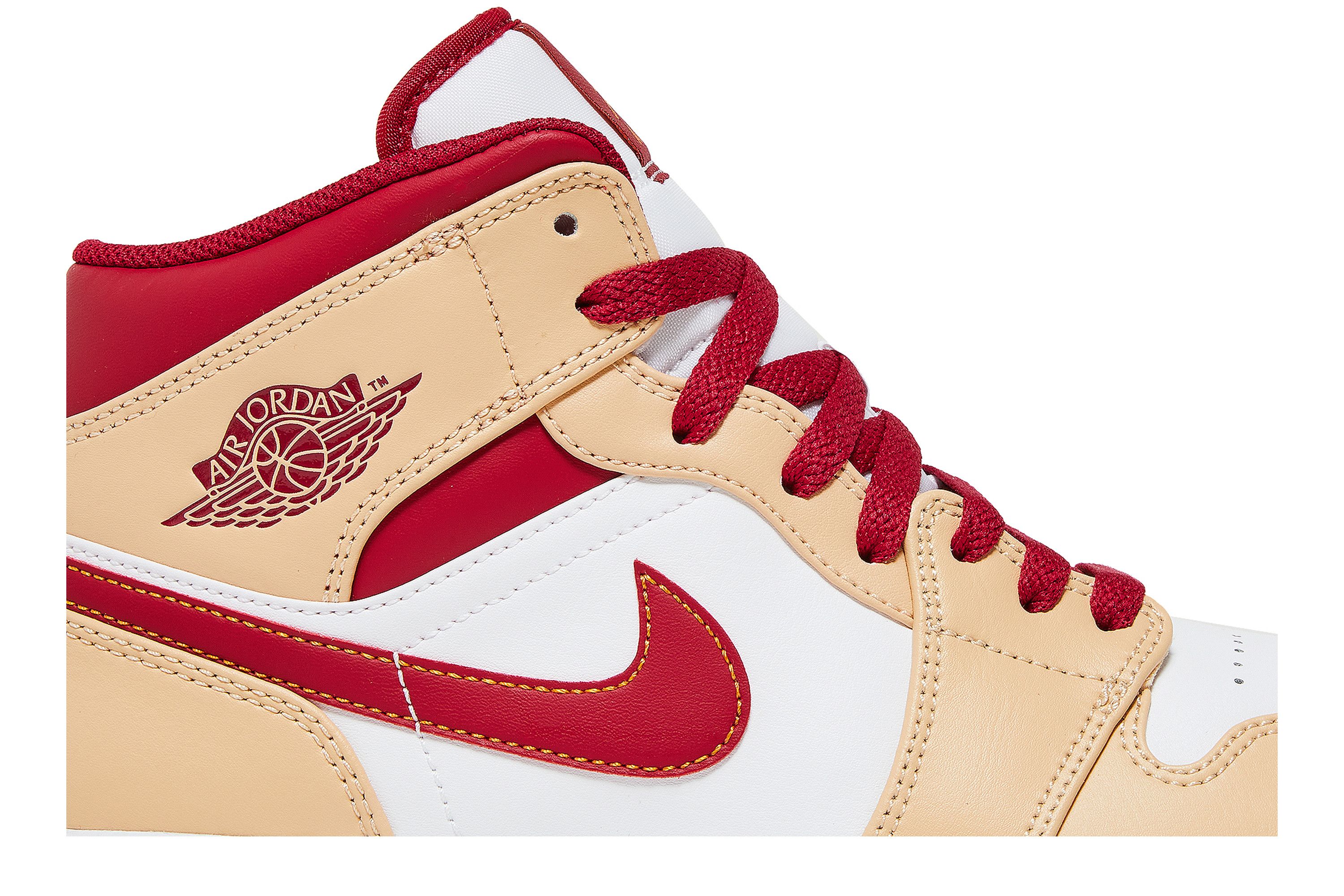 Buy Air Jordan 1 Mid 'Light Curry Cardinal Red' - 554724 201