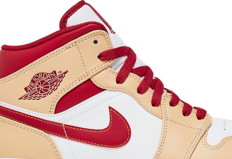 Air Jordan 1 Mid Light Curry Cardinal Red