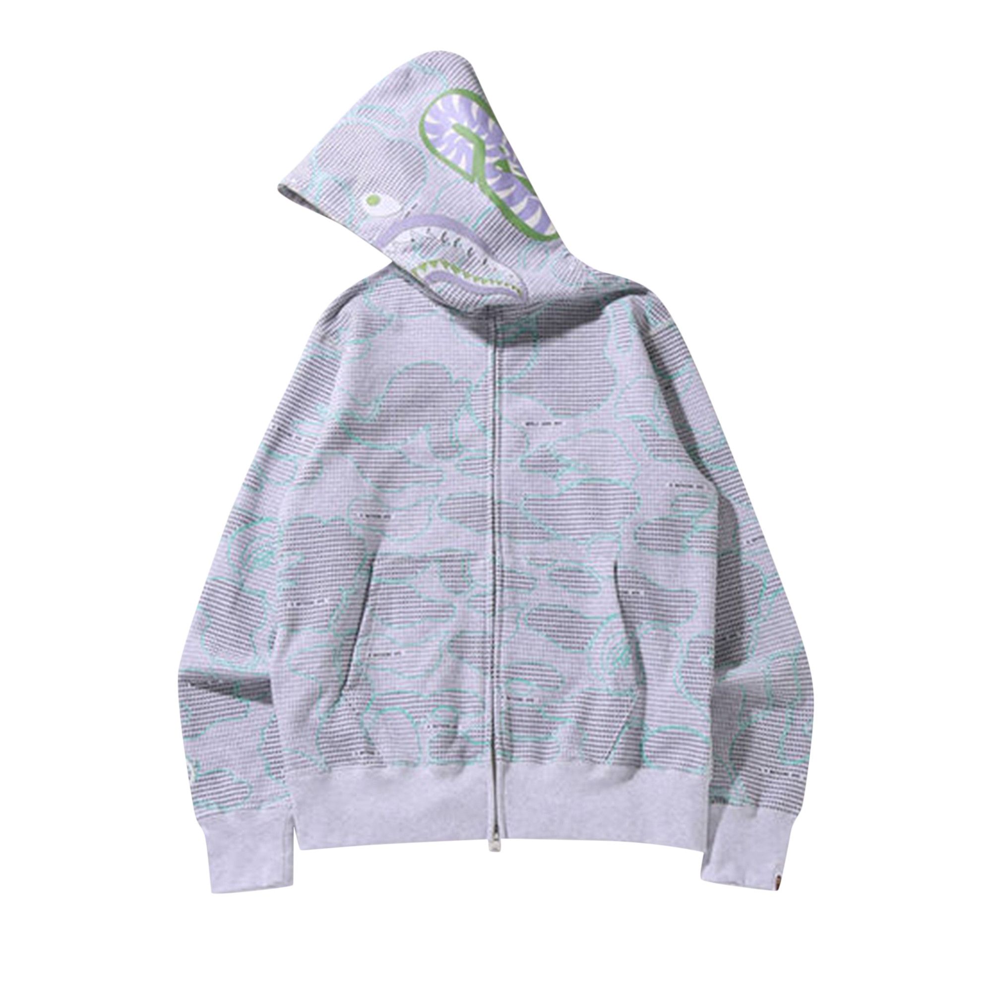 Buy BAPE Text Code Camo Shark Full Zip Hoodie 'Grey' - 1I30 115