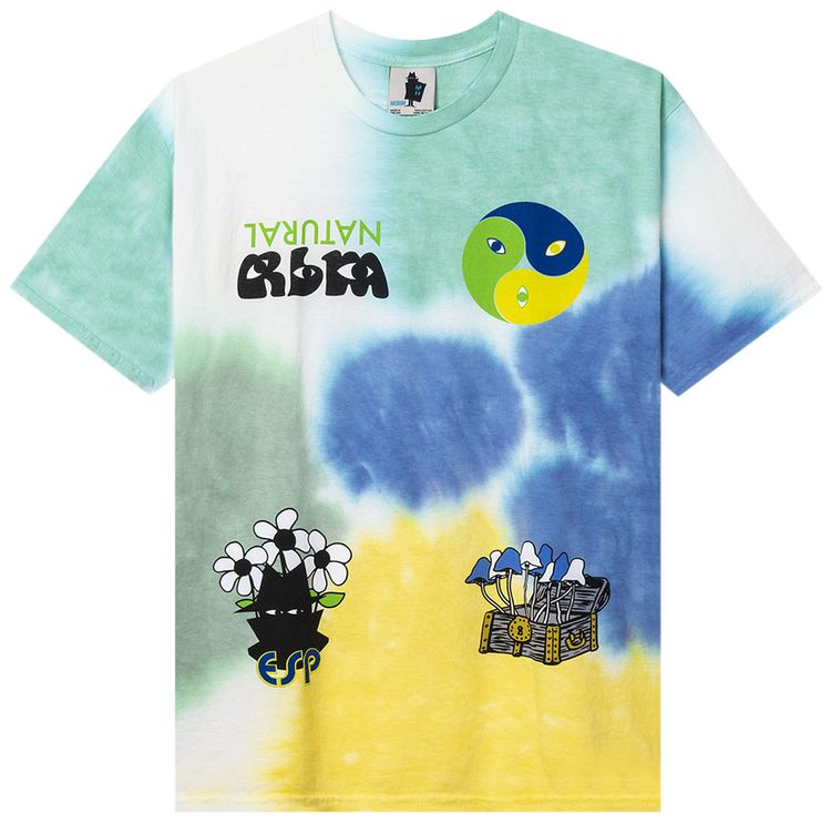 Real Bad Man Psychic Plant Tie Dye Short Sleeve Shirt BlueGreen