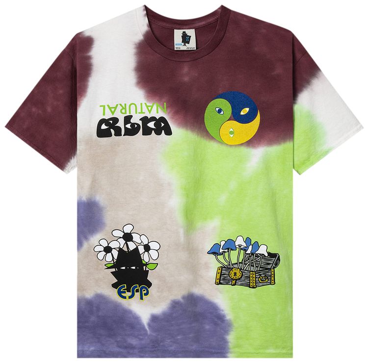 Real Bad Man Psychic Plant Tie Dye Short Sleeve Shirt RustYellow