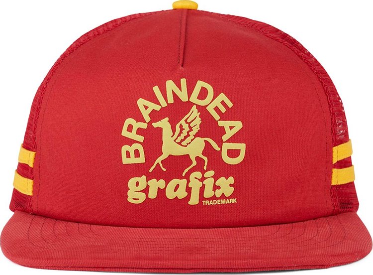 Brain Dead Grafix 5 Panel Trucker Cap Red