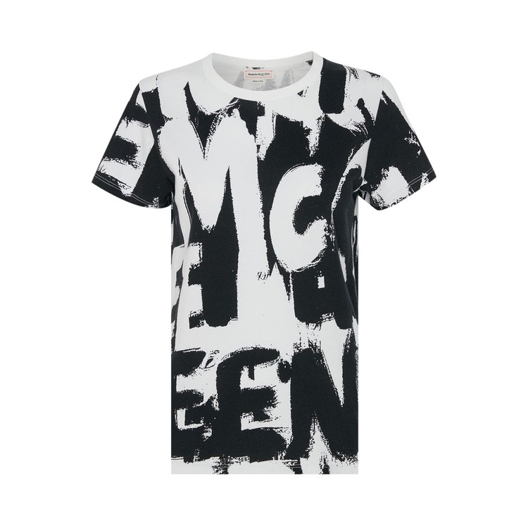 Alexander McQueen Allover Grafitti T-Shirt 'White/Black'