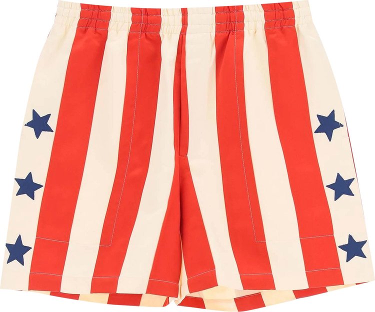 Bode Flag Stripe Shorts 'Red'