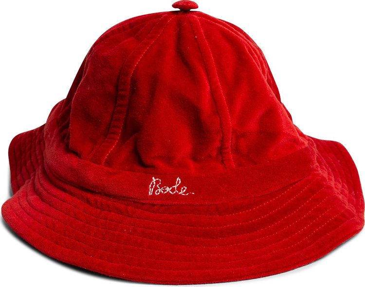 Bode Velvet Signature Bucket Hat 'Red'