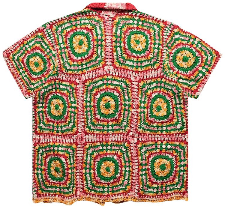 Bode Manchester Crochet Short Sleeve Shirt Multi Color