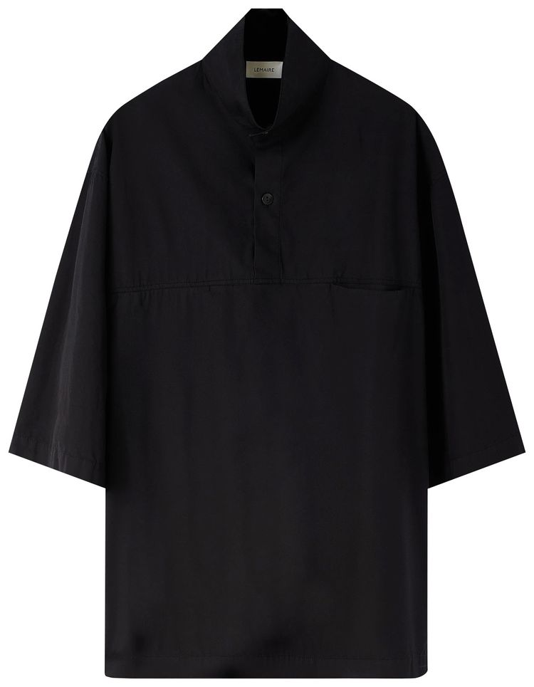 Lemaire Garment Dyed Vareuse Short Sleeved Top Black
