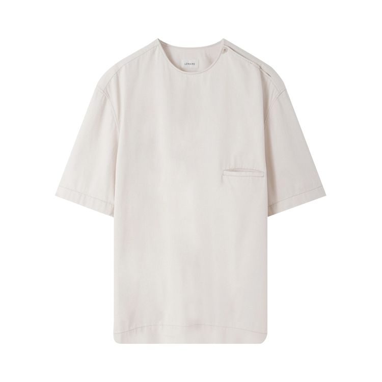 Lemaire Twill Button Neck Top Creamy White