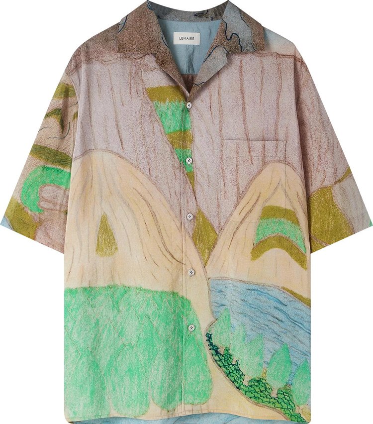 Lemaire Printed Silk Yoakum Short-Sleeve Shirt 'Multicolor'