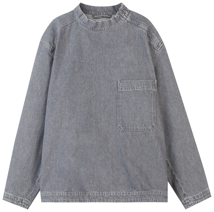 Lemaire Stone Washed Denim Zipped Top Stone Grey