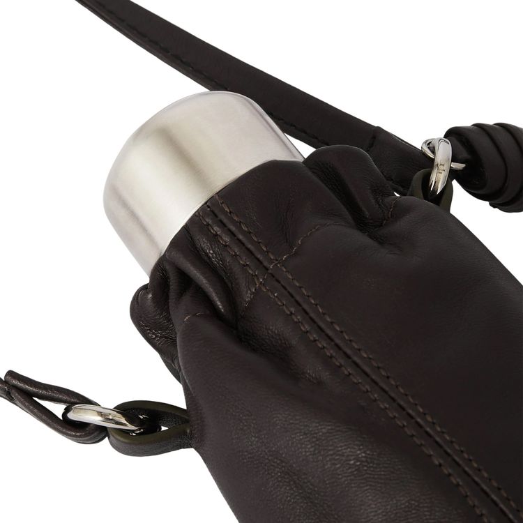 Lemaire Nappa Leather Small Water Bottle Carrier Dark Chocolate