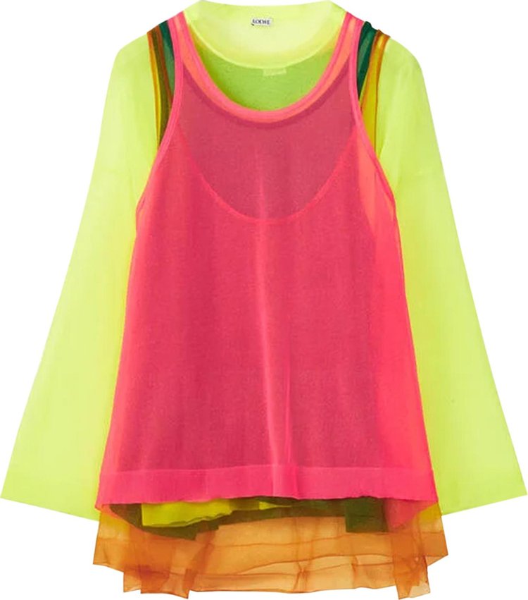 Loewe Polyester Multi Layers Lurex Knit Top 'Neon Pink'