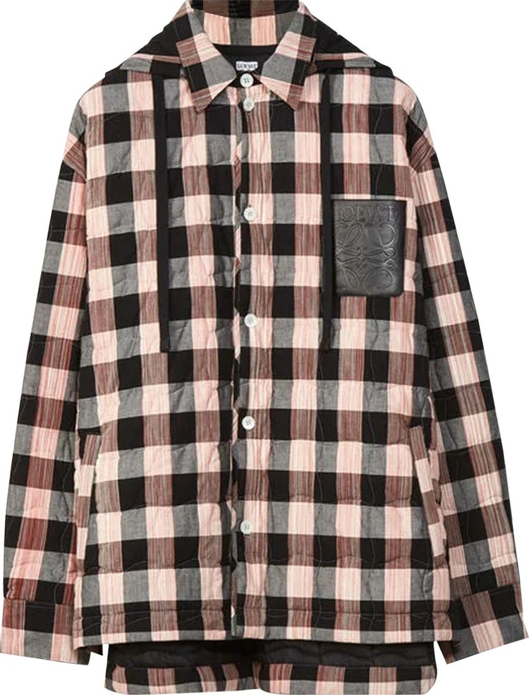 Loewe Quilted Check Hooded Shirt 'Red/White'
