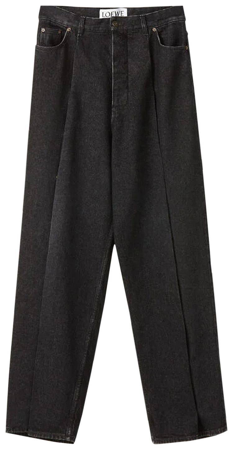 Loewe Denim Wide Leg Snap Trousers Black