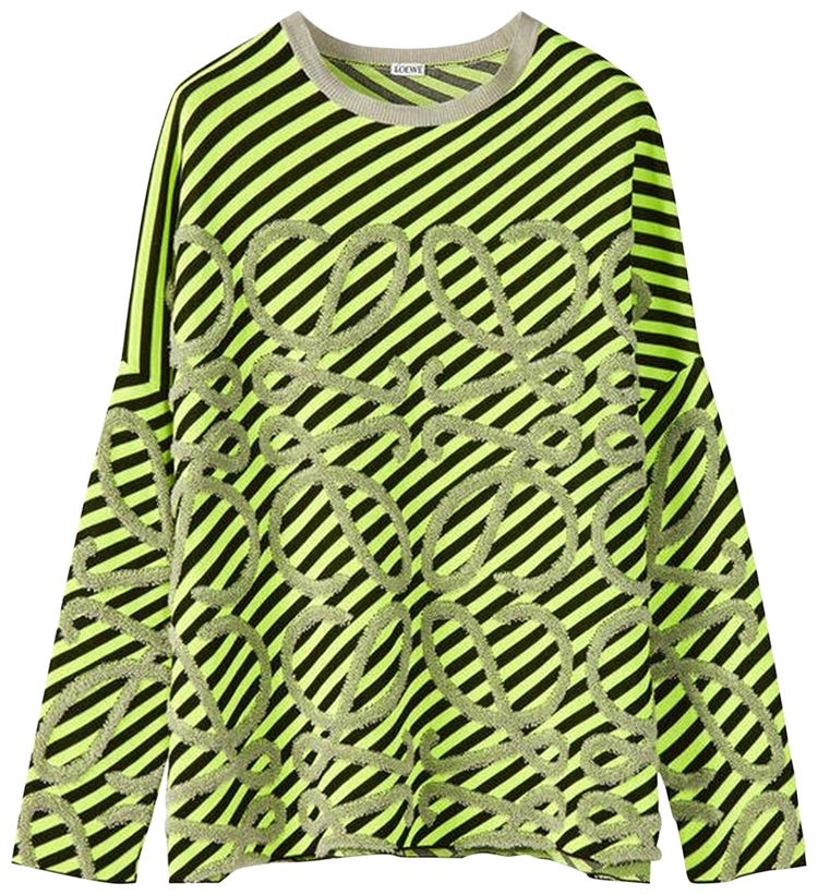 Loewe Striped Anagram Jacquard Knit Sweater 'Fluorescent Yellow'