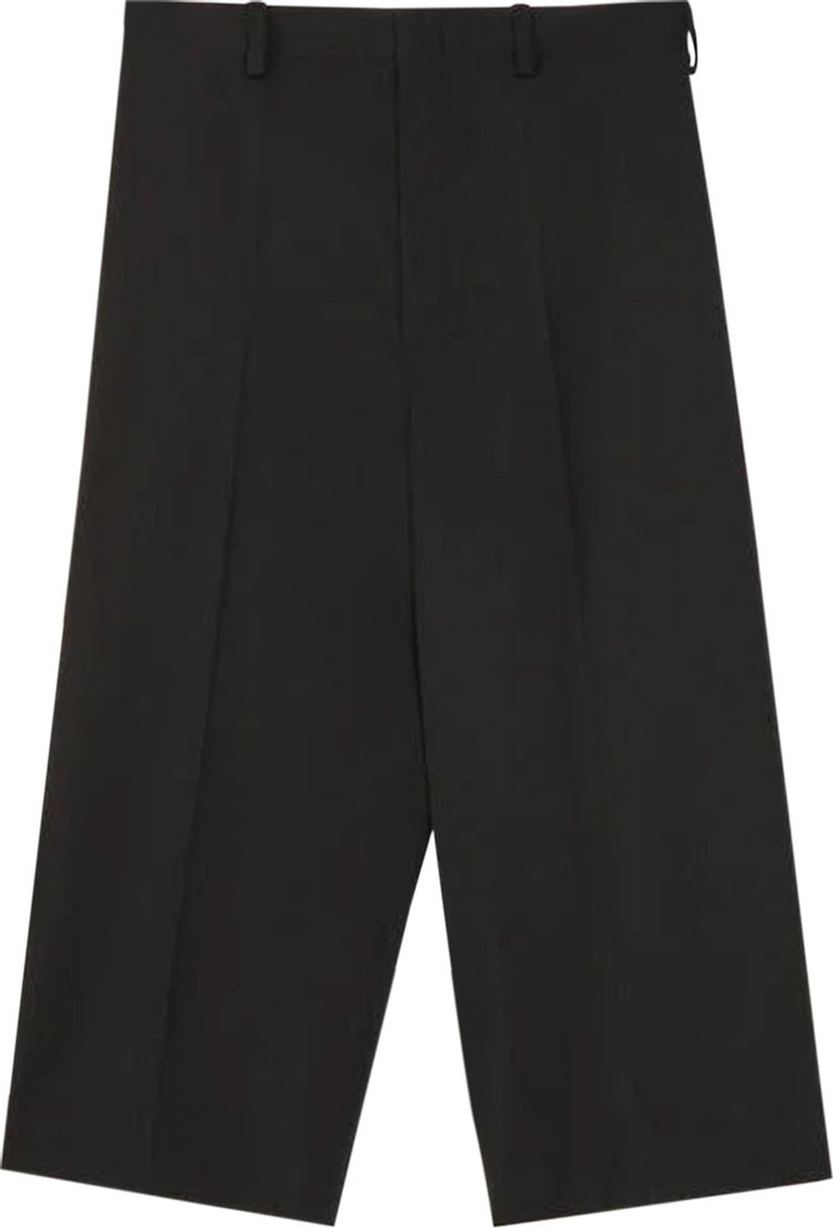 Loewe Wool Gabardine Cropped Back Buckle Trousers 'Black'