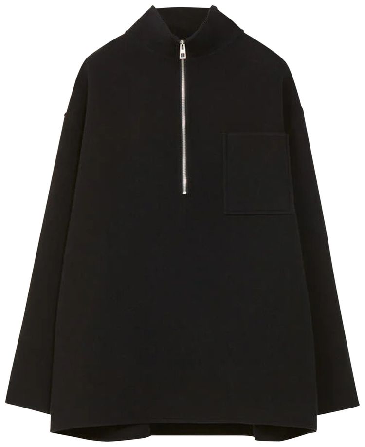Loewe Cashmere Wool Zip Up Vareuse Pull Over Jacket Black