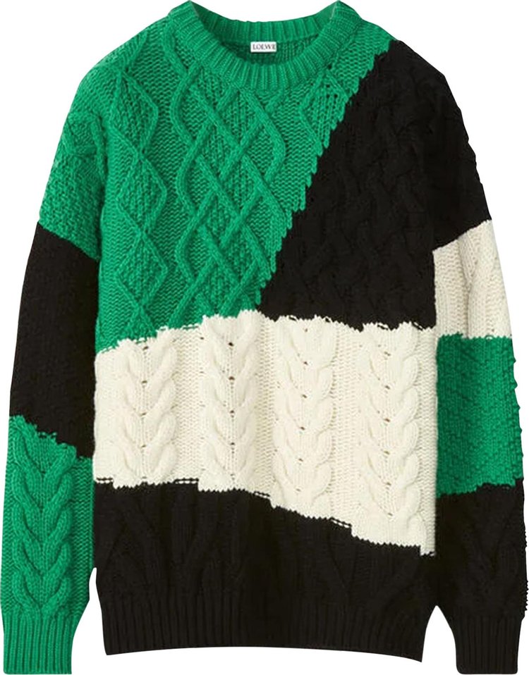 Loewe Colorblock Cable Sweater 'Neon Green'