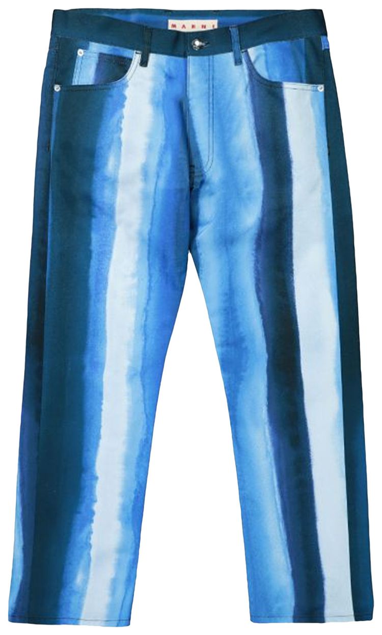 Marni Print Cropped Trousers Blue