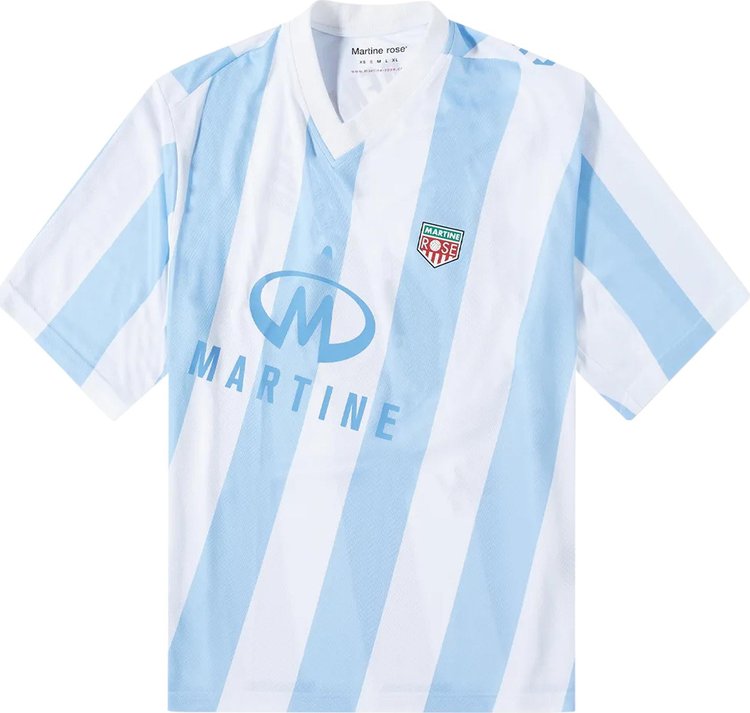 Martine Rose Stripe Short-Sleeve Twist Football Top 'Light Blue'