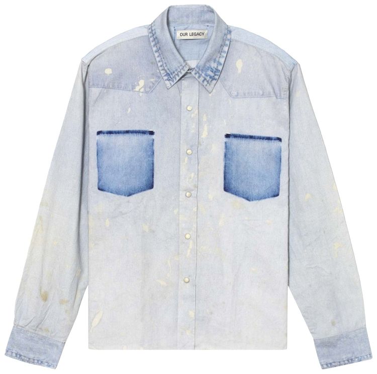 Our Legacy Paint Denim Print Western Shirt Blue
