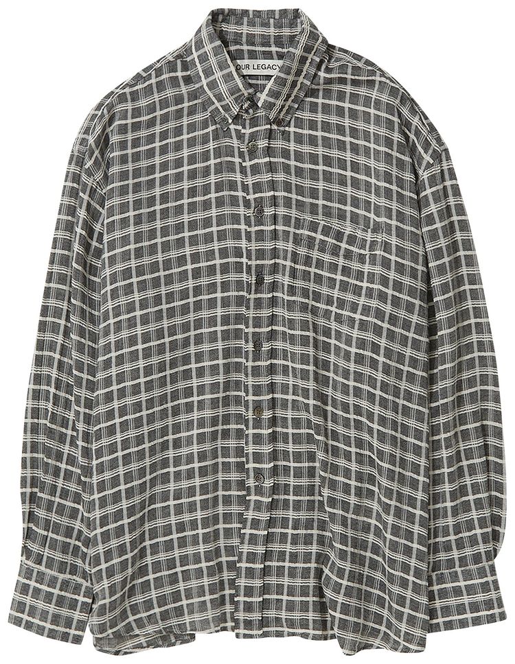 Our Legacy Check Sheer Borrowed Button Down Shirt Dark Grey