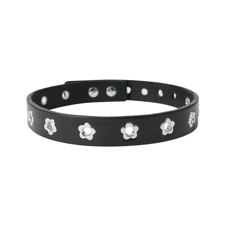 Our Legacy Leather Flower Choker Black