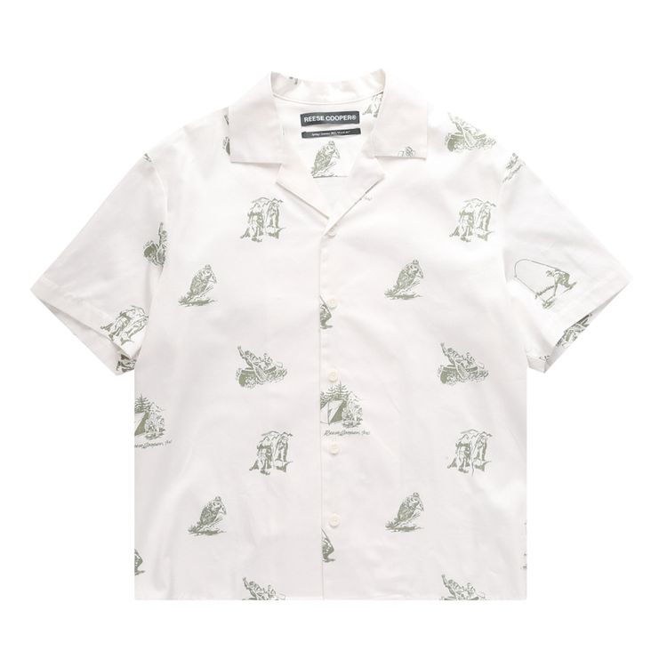 Reese Cooper Camping Print Shirt White