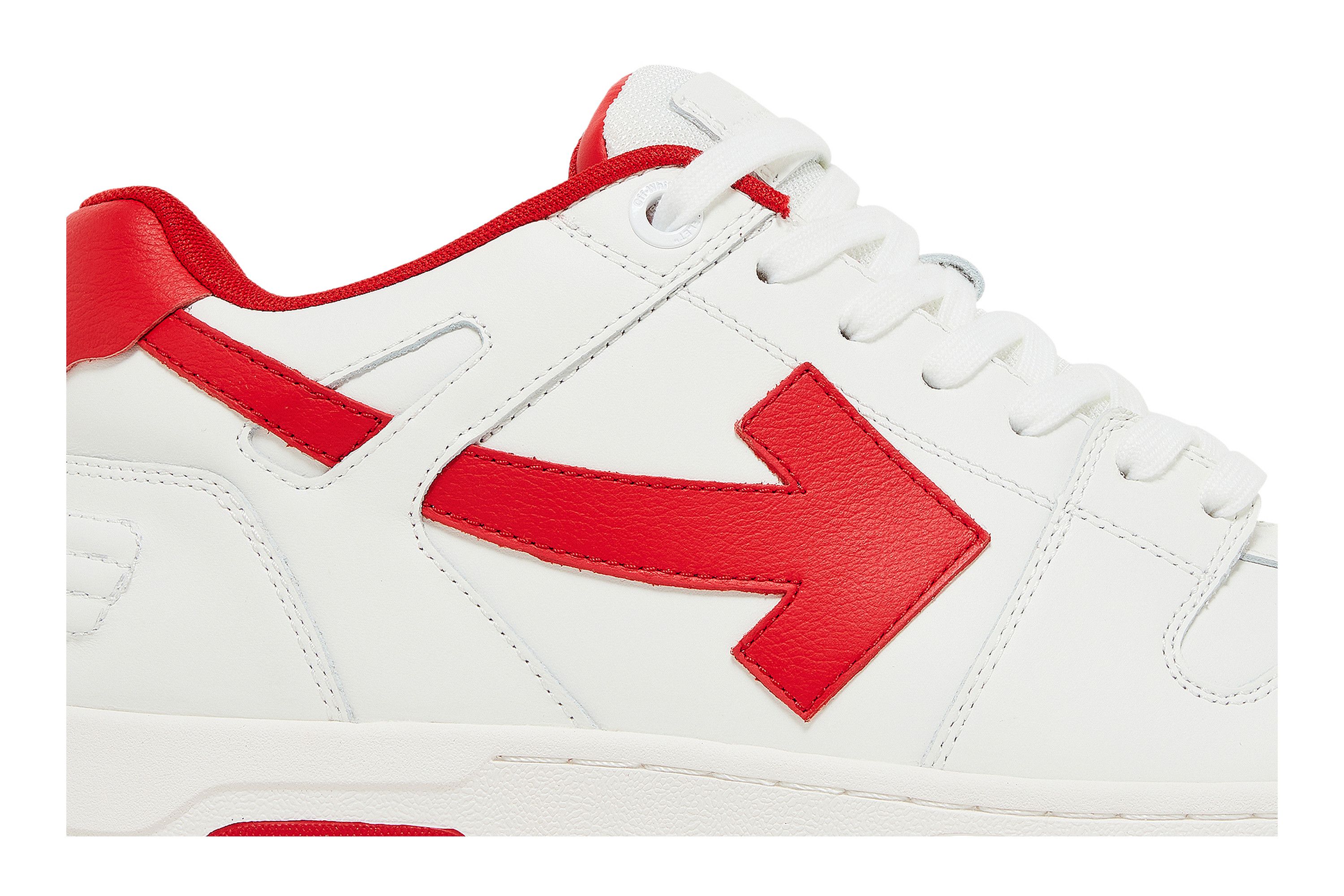 Red and white off white shoes top