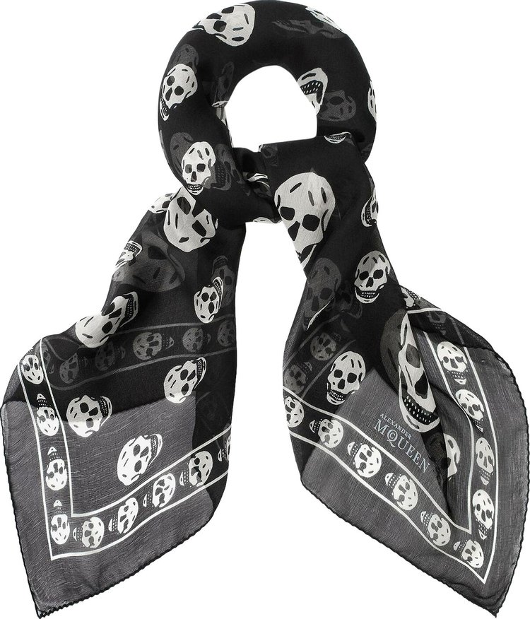 Alexander McQueen Classic Silk Skull Scarf Cream