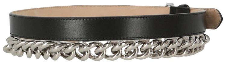Alexander McQueen Double Belt With Chain Black