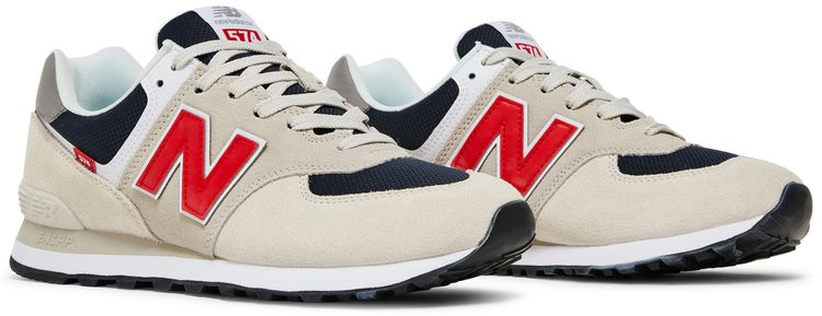 New Balance 574 Beige Red Blue