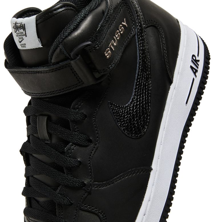 Stussy x Nike Air Force 1 Mid Black Snakeskin