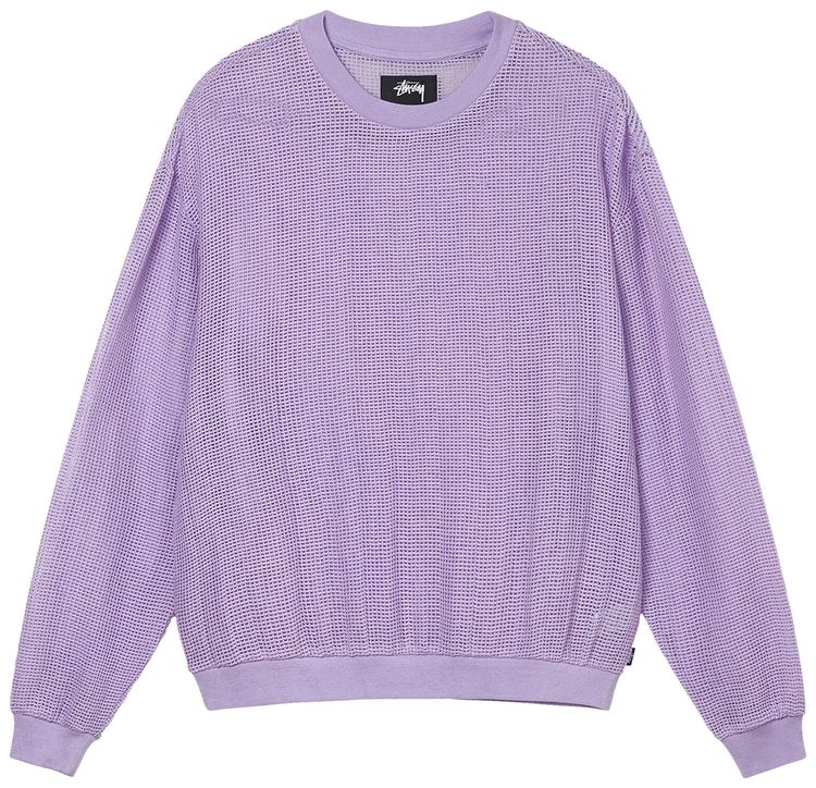 Stussy Cotton Mesh Long Sleeve Crew Lavender