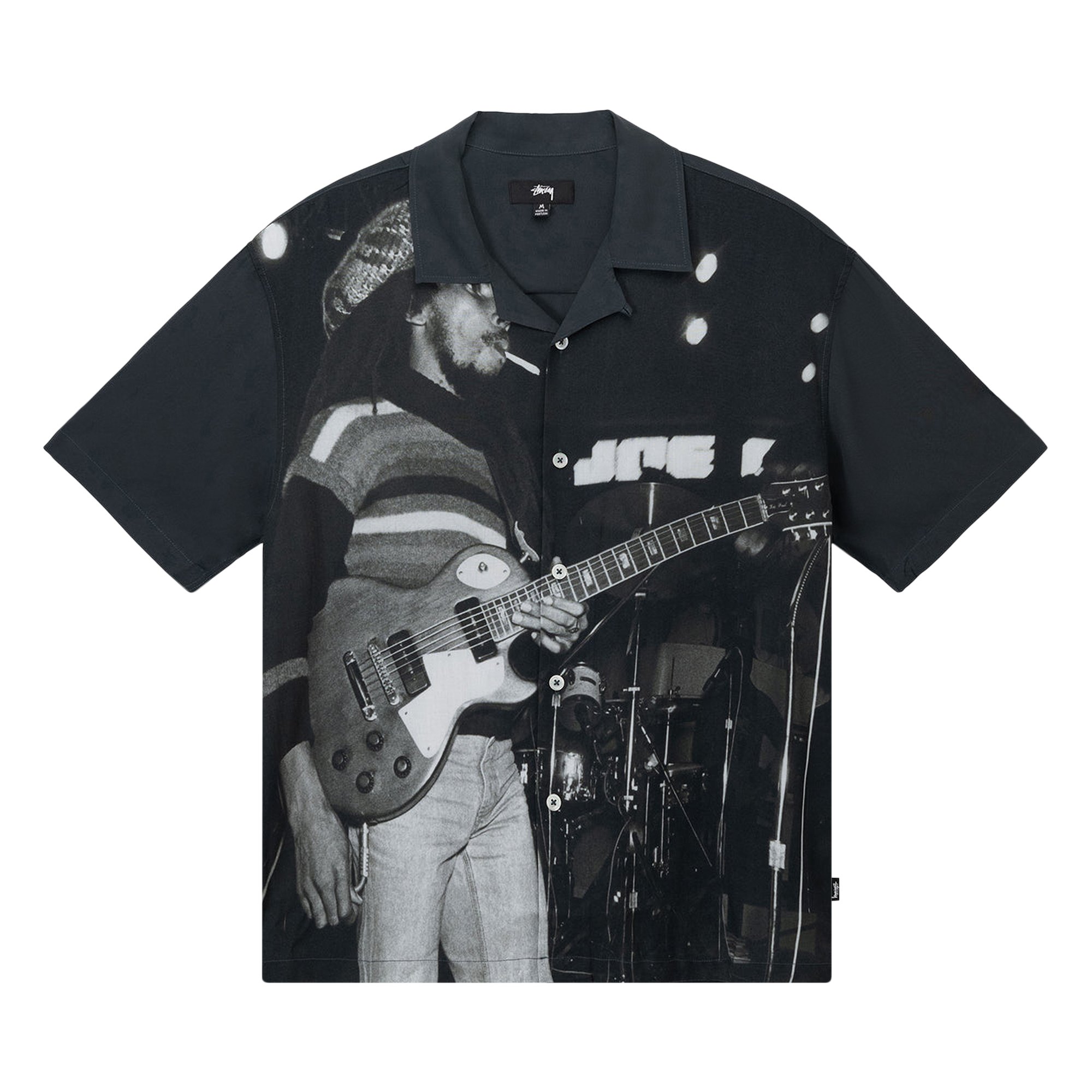 Buy Stussy Bob Marley Open Collar Shirt 'Black' - 311048 BLAC | GOAT