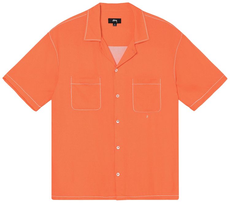 Stussy Contrast Pick Stitched Shirt Peach