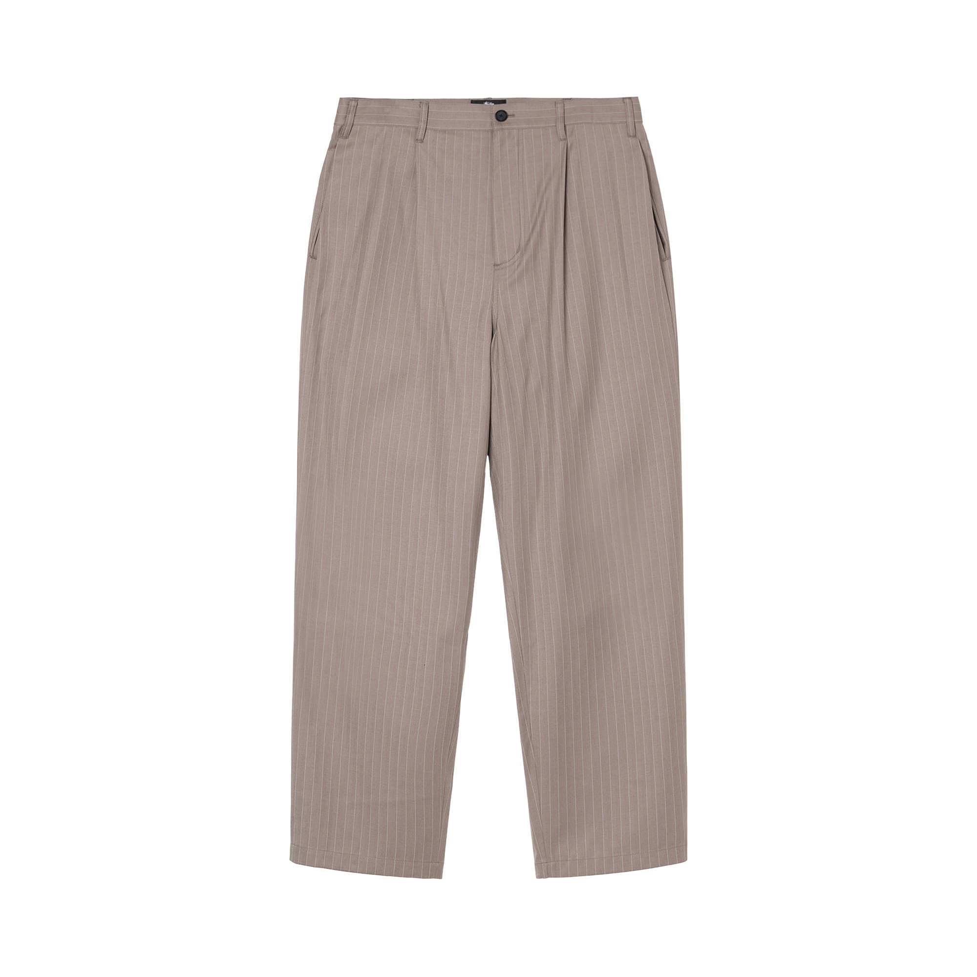 Buy Stussy Striped Volume Pleated Trouser 'Light Brown' - 116538 