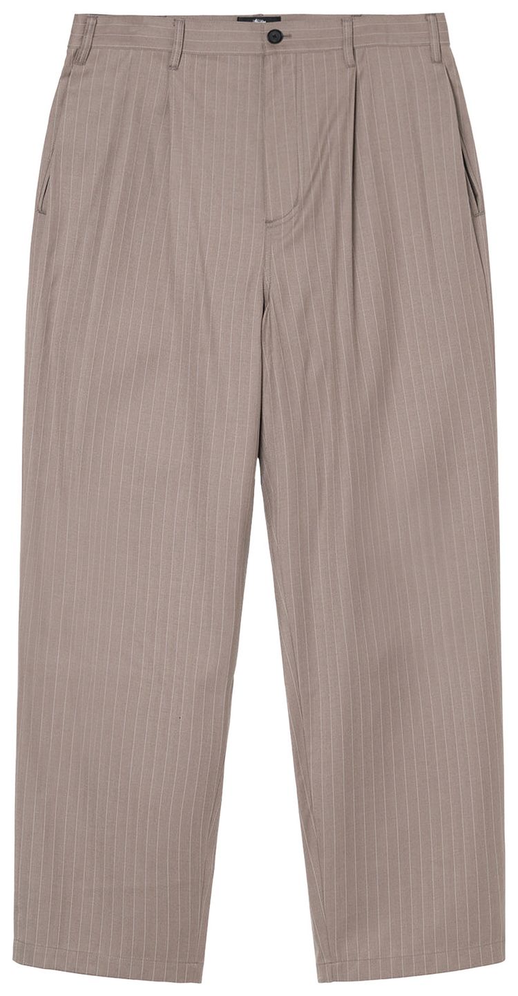 Stussy Striped Volume Pleated Trouser Light Brown