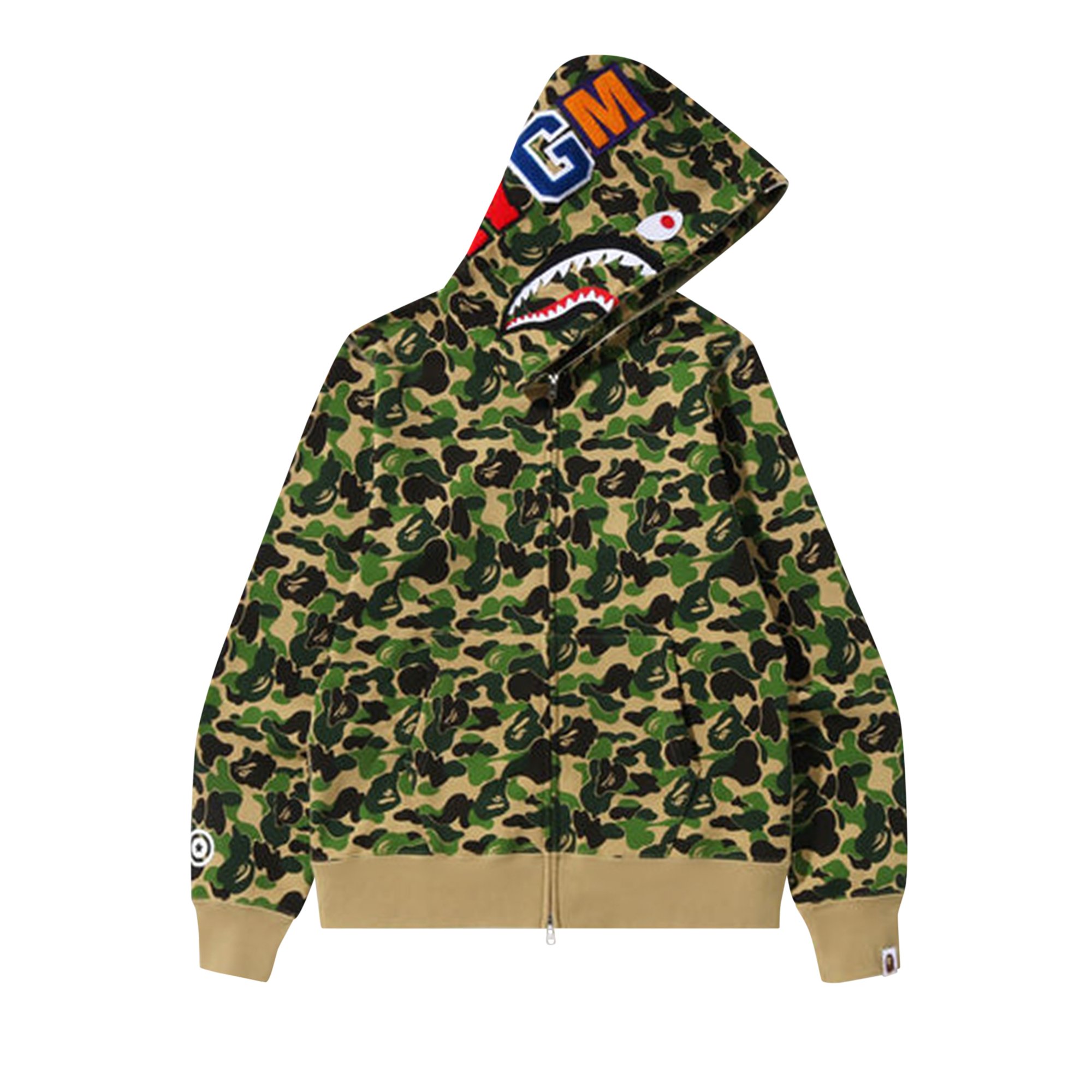 Buy BAPE ABC Camo Shark Full Zip Hoodie 'Green' - 1I20 115 002