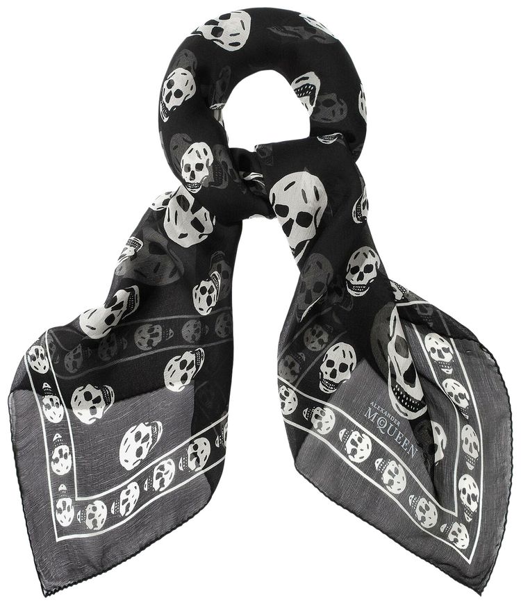 Alexander McQueen Skull Silk Scarf Black