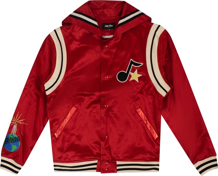 Just Don Satin Logo Cape Varsity Jacket 'Red'