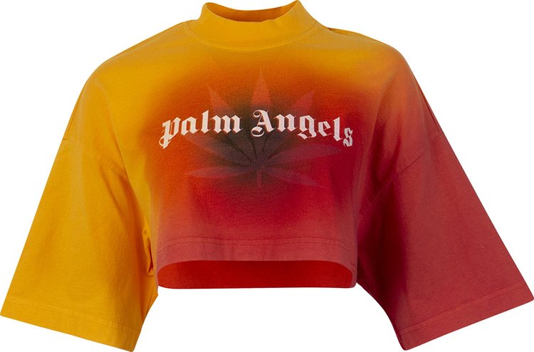 Palm Angels x The Webster Degrade Cropped Tee RedYellow